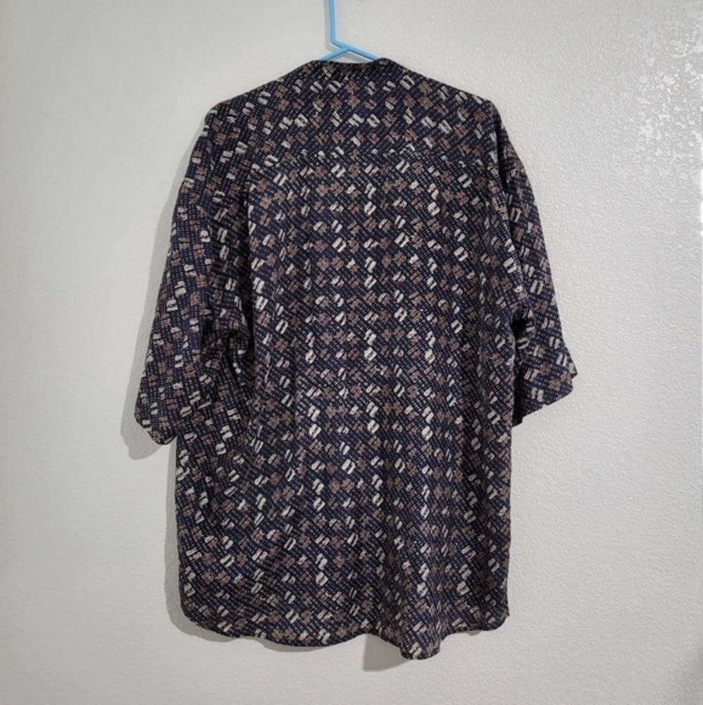 Men's Vintage Bruno Printed 100% Silk Button Up Shirt Short Sleeves - Picture 6 of 7